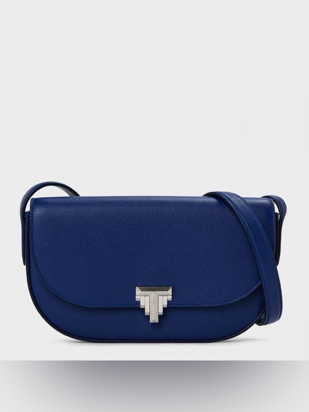 Tiffany &Co Blue Leather Crossbody Bag with Silver Hardware